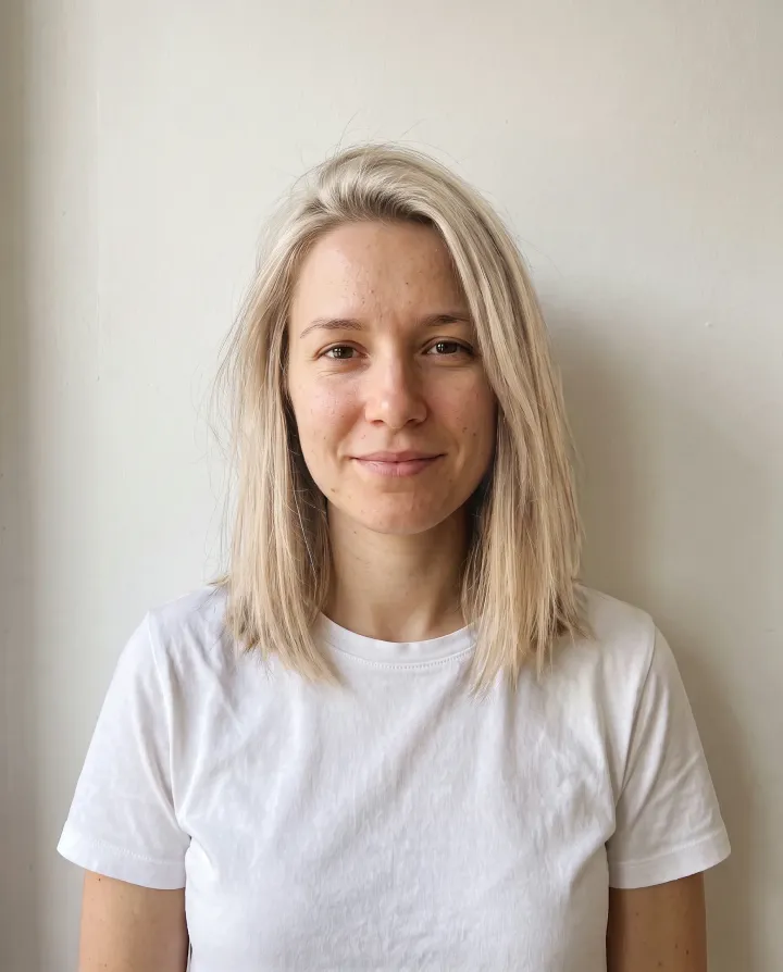The woman with platinum blonde hair