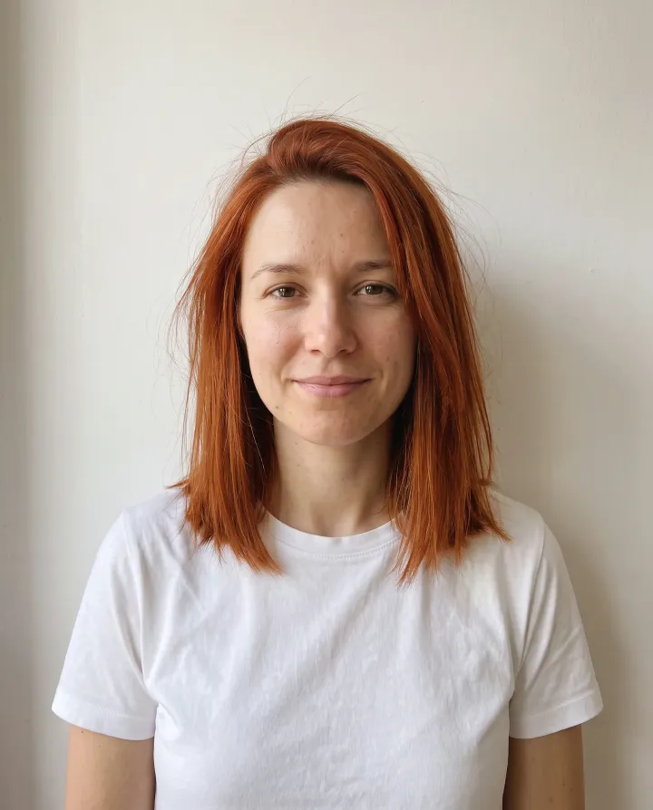 The woman with copper red hair