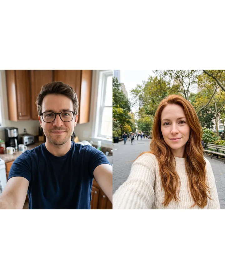 The two selfies placed next to each other as a simple collage